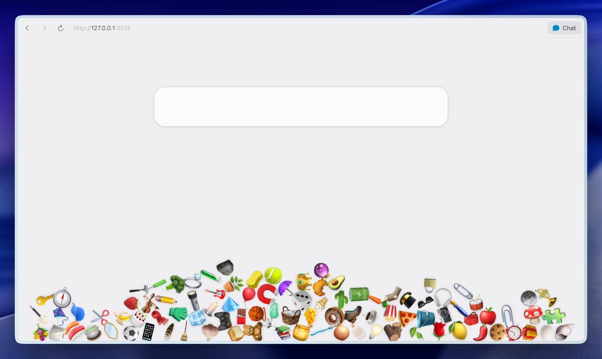 Stefan’s interactive interface with colourful objects piled beneath an input field.